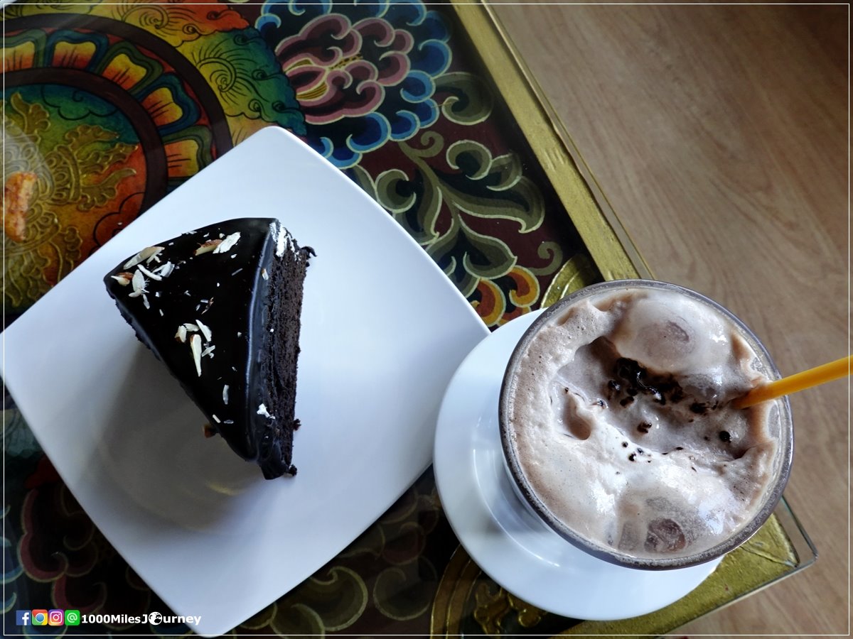 Chocolate cake and hot chocolate